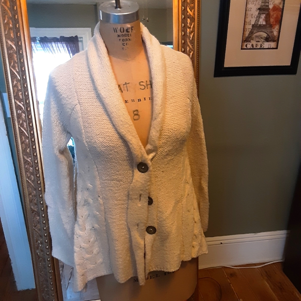 FREE PEOPLE cream knit cardigan